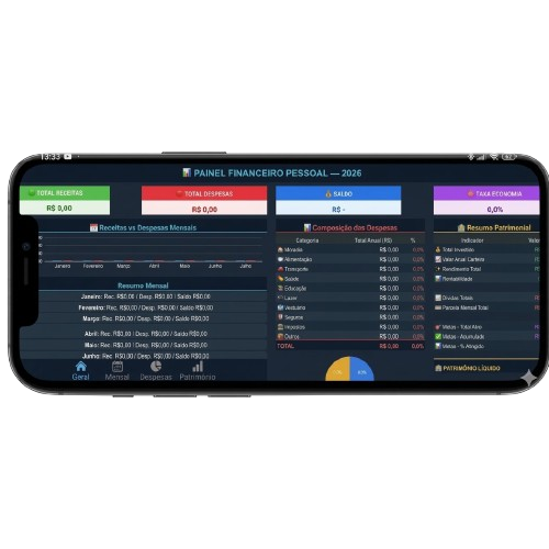 Planilha financeira no celular